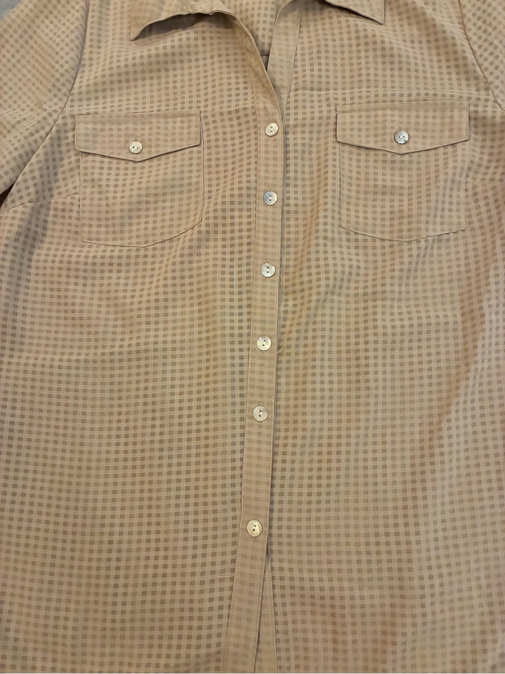 Women’s Kim Roger’s Brand Tan Button-Front Casual Shirt Size Petite Medium - Picture 2 of 11